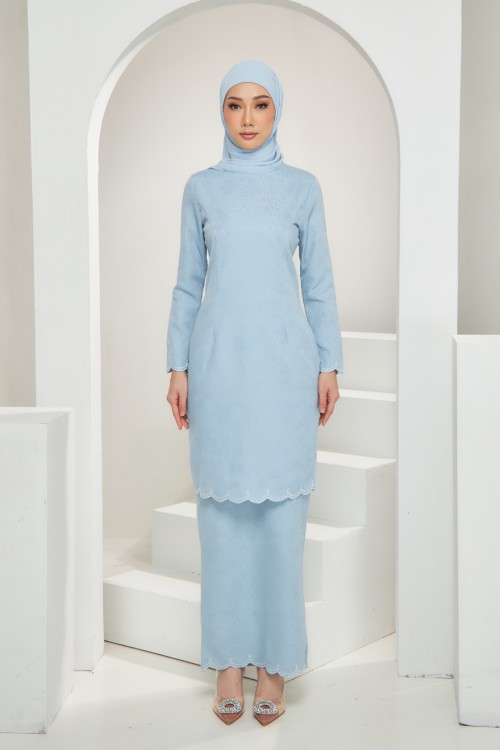 Nadia Kurung Moden in Baby Blue