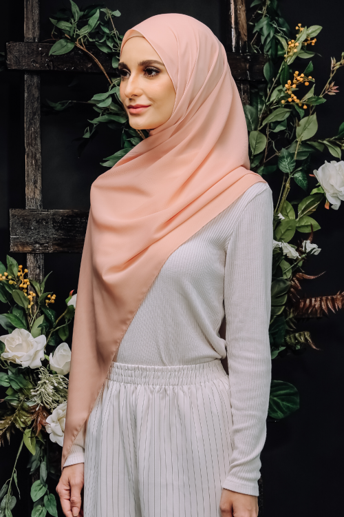 Silk Chiffon Hijab in Coral Pink