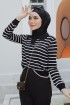 Emily Stripe Blouse in Black White