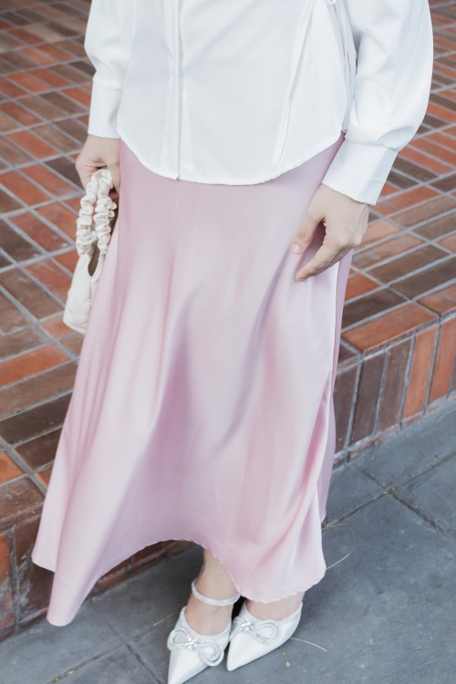 Serra A-line Skirt in Soft Pink