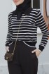 Emily Stripe Blouse in Black White