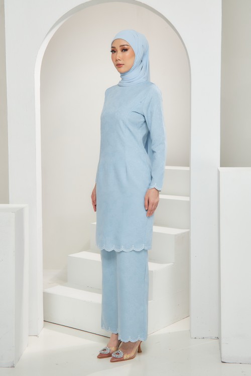 Nadia Kurung Moden in Baby Blue