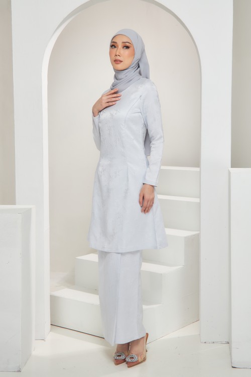 Lisa Kurung Pahang in Light Gray