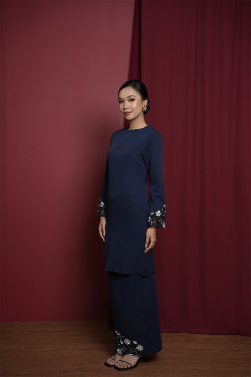 Amelia Kurung in Navy Blue