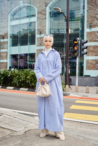 Atalya Long Shirt Dress in Blue Denim