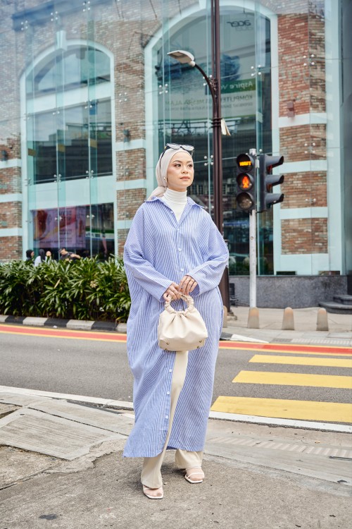 Atalya Long Shirt Dress in Blue Denim