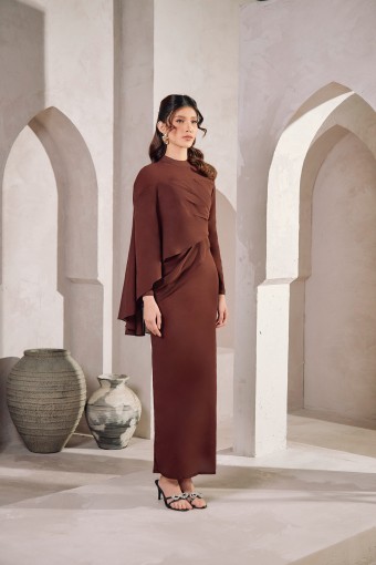 Helena Dress in Rich Brown