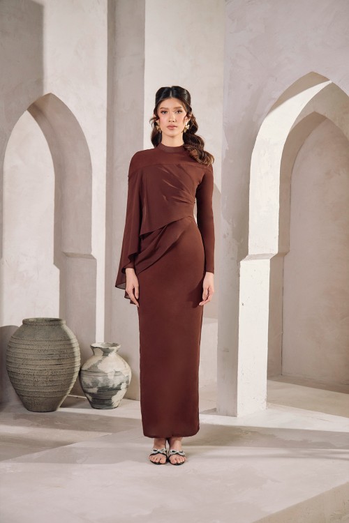 Helena Dress in Rich Brown