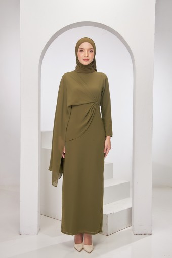 Nancy Dress in Olive Green