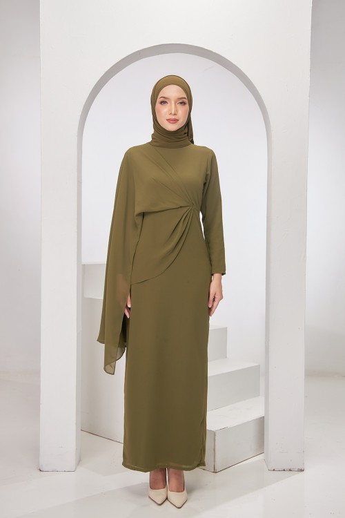 Nancy Dress in Olive Green