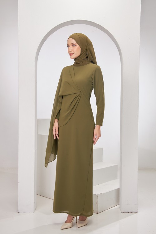 Nancy Dress in Olive Green