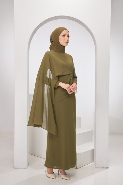 Nancy Dress in Olive Green