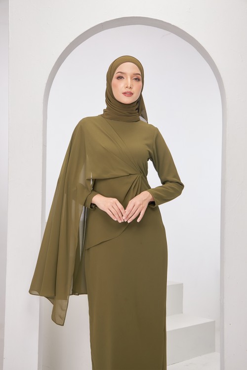 Nancy Dress in Olive Green