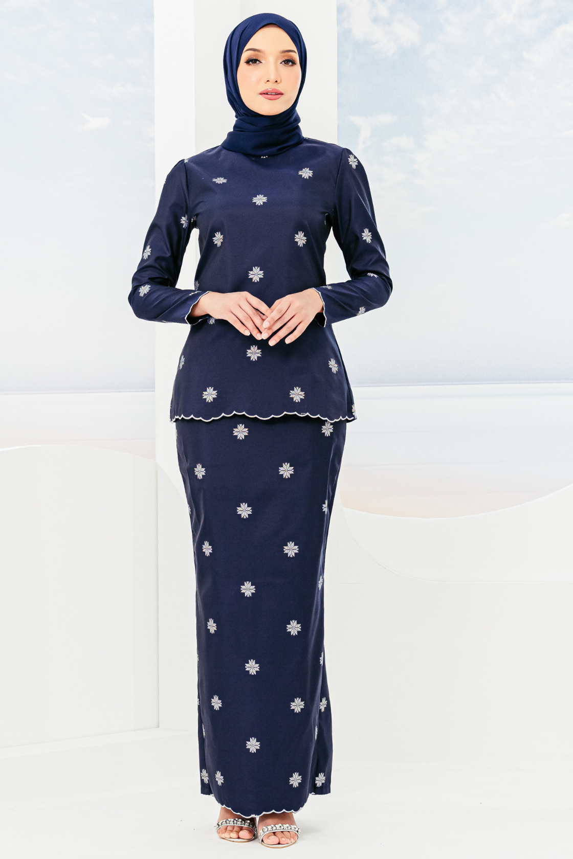 navy blue baju kurung